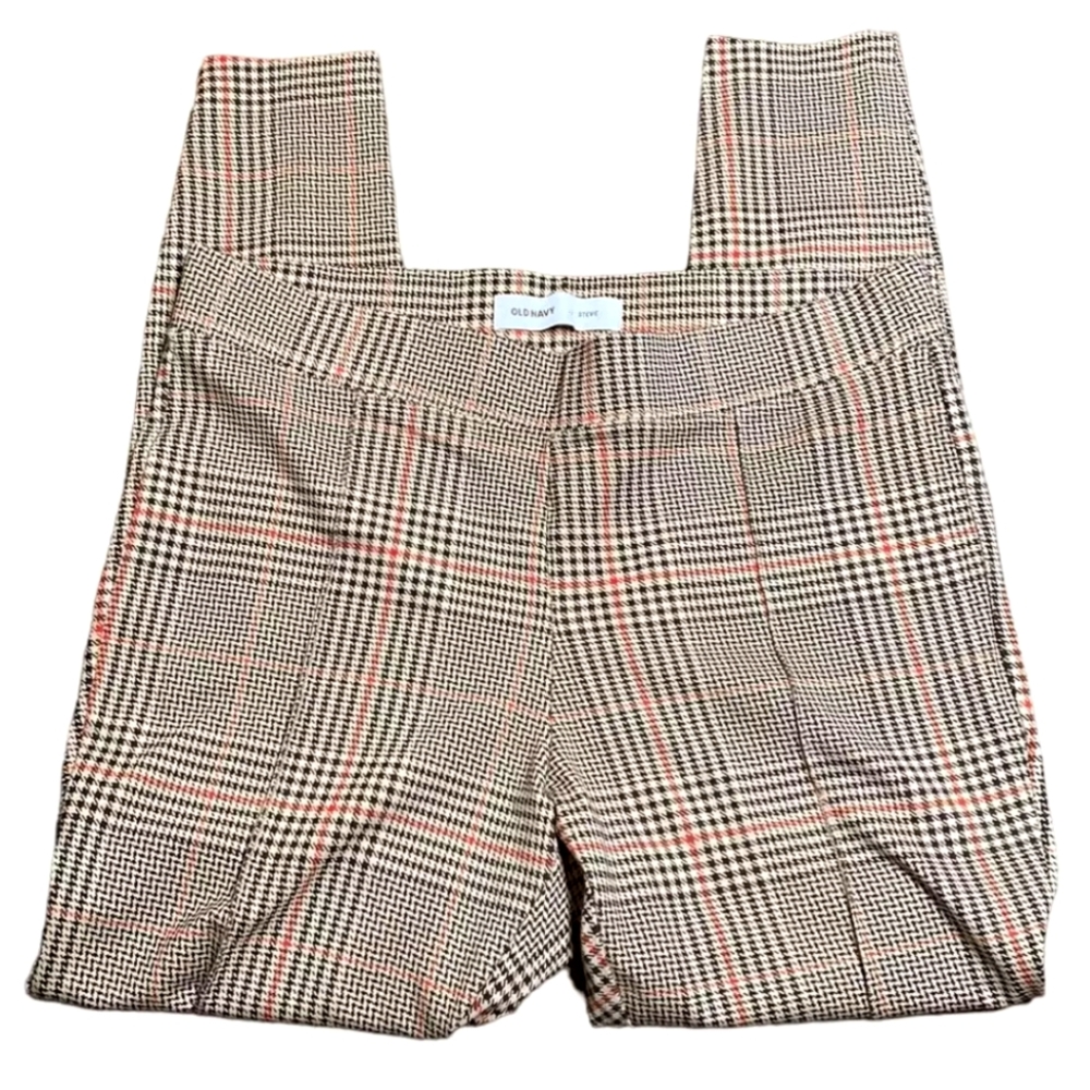 Womens OLD NAVY Stevie Ponte-Knit Plaid pants.